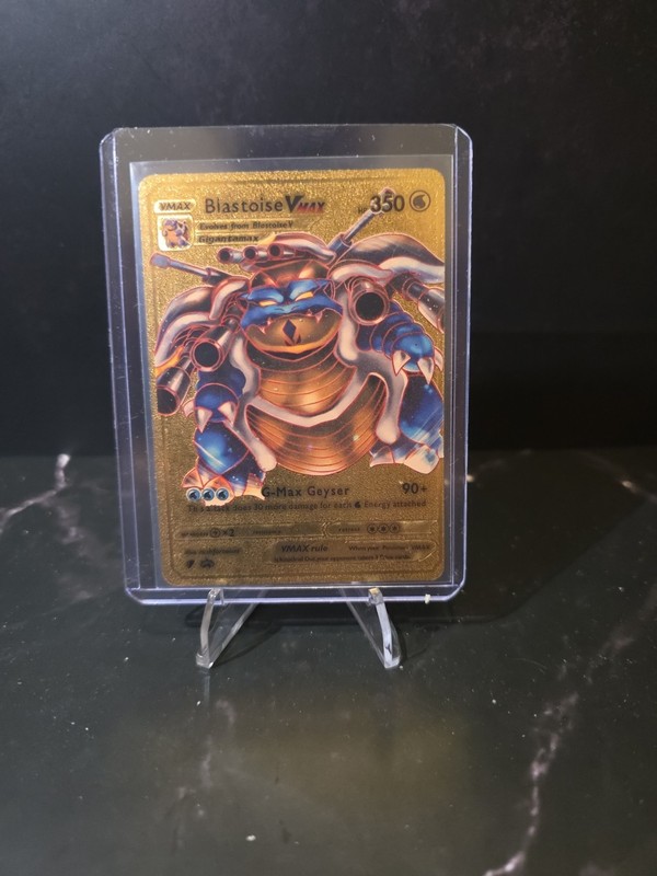 Pokémon Blastoise VMAX Gold Metal Collectible Water Type Pokémon TCG Card