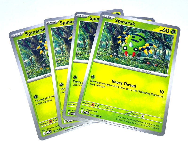 Spinarak 001/088 x4 Playset 4x Pokemon TCG ME03 Perfect Order POR – 4 Card Set