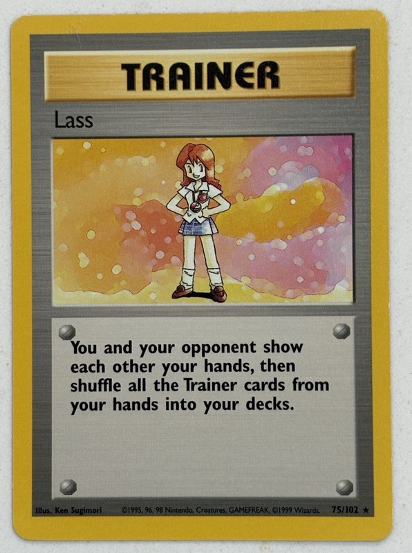 Lass Trainer Base Set 75/102 – LP – Regular Unlimited Rare Pokémon TCG Card