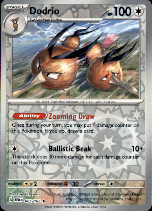 Dodrio Reverse Holo Rare SV: Scarlet & Violet 151 085/165 NM Anesaki Dynamic 202