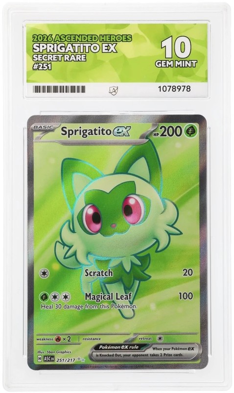 Sprigatito EX 251/217 Full Art – Ascended Heroes – Graded ACE 10 🍃