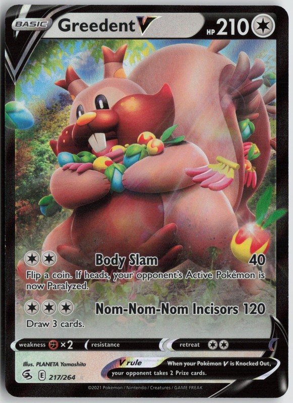 Greedent V Ultra Rare Holo SWSH08: Fusion Strike 217/264 NM PLANETA Yamashita