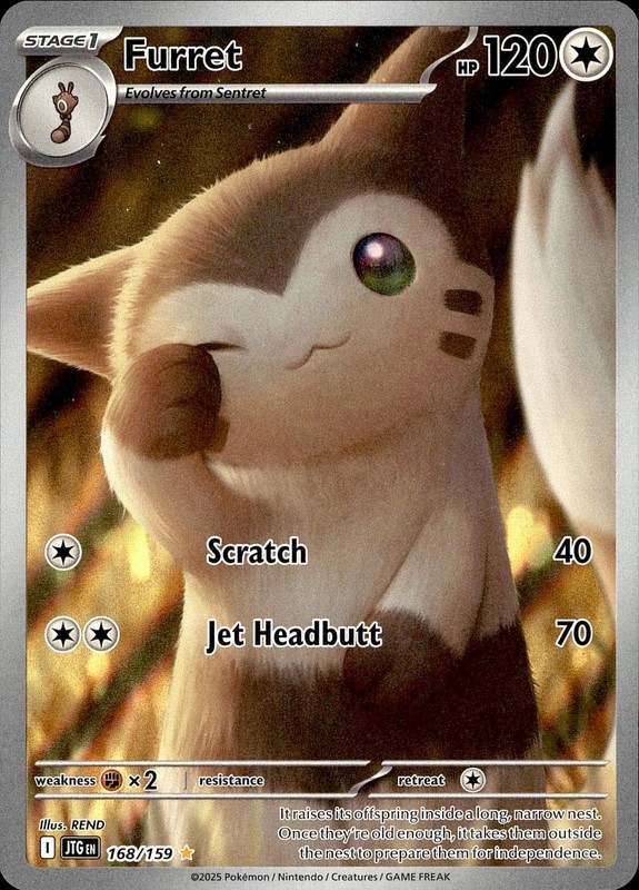 POKEMON FURRET 168 JOURNEY TOGETHER 159 ILLUSTRATION RARE HOLO NM