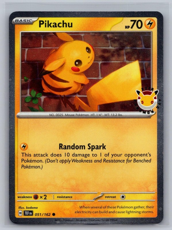 Pikachu (Cosmos Holo) 051/162 NM Temporal Forces Pokemon
