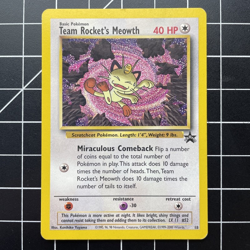 Team Rocket’s Meowth WOTC Black Star Promo 18 Pokémon TCG LP