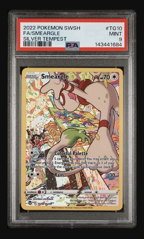 2022 Pokemon Sword & Shield SMEARGLE #TG10/TG30 Full Art Silver Tempest PSA 9