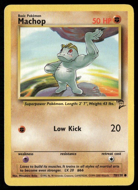 Machop 78/130 Common Base Set 2 Pokemon Lightly Played