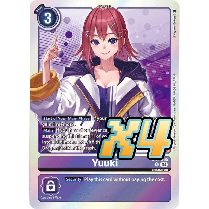 4X Yuuki EX7-065 Rare Digimon LIBERATOR NM Digimon Card Game