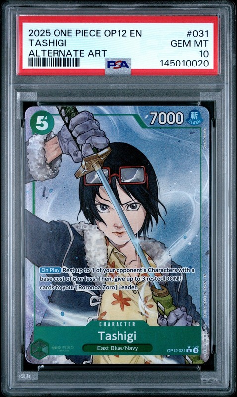 2025 ONE PIECE OP12-LEGACY OF THE MASTER ALTERNATE ART #031 TASHIGI PSA 10