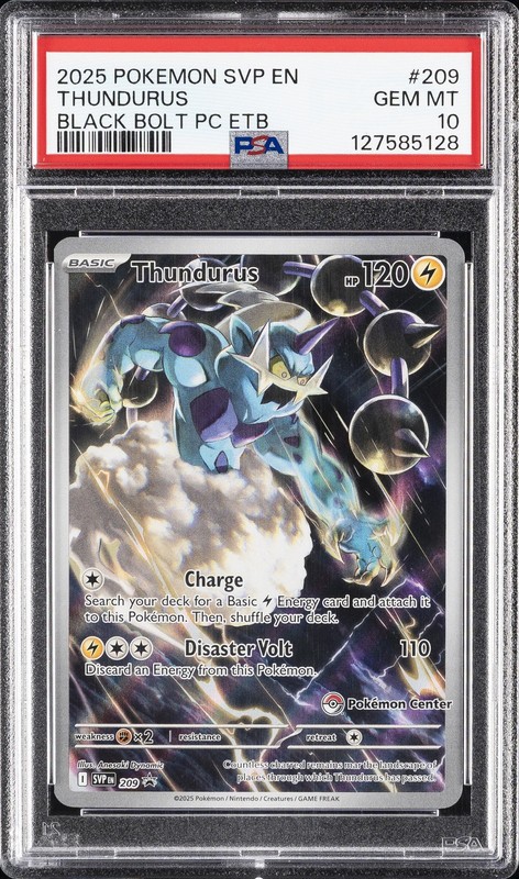 2025 POKEMON BLACK BOLT POKEMON CENTER ETB PROMO SVP #209 THUNDURUS PSA 10