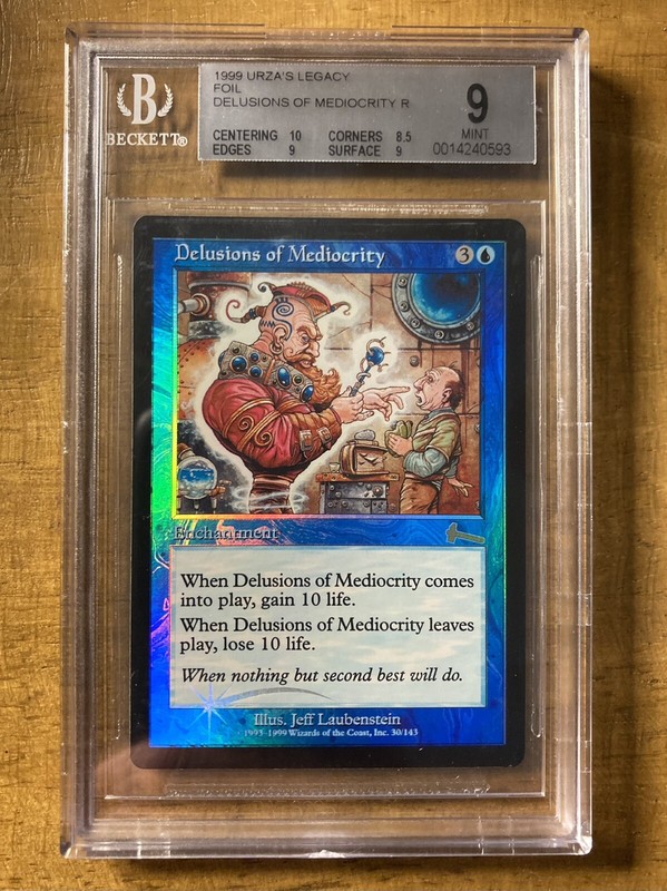 MTG✨DELUSIONS OF MEDIOCRITY FOIL✨Urza’s Legacy BGS 9 MINT w/10 Rare 1999 Low POP