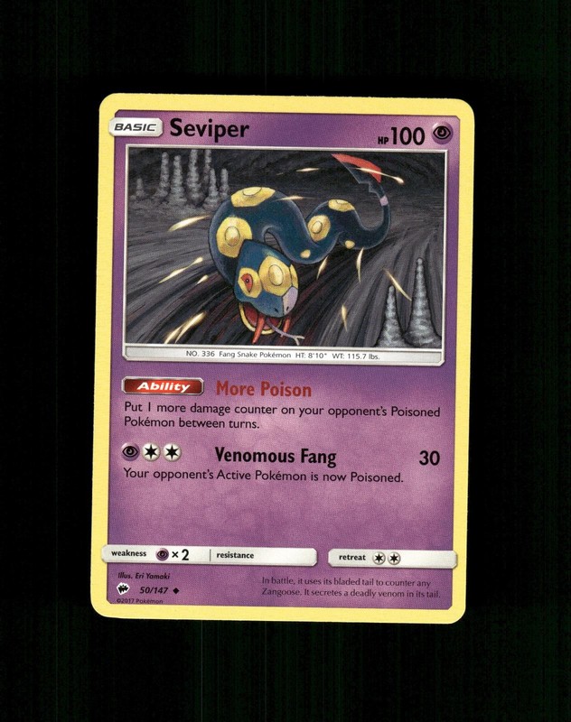 Seviper 50/147 Uncommon Burning Shadows Pokemon Near Mint