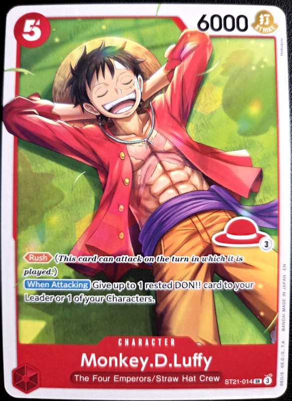 Monkey.D.Luffy ST21-014 SR ONE PIECE Tcg Card Game NM Red Non Holo Reprint