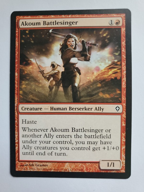 MTG Magic The Gathering Card Akoum Battlesinger Creature Human Berserker Ally