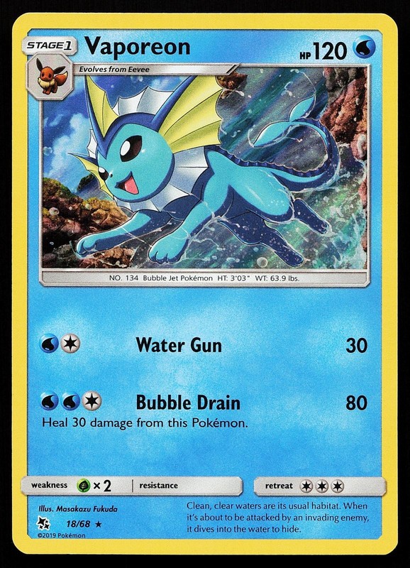 Vaporeon 18/68 Holo Rare Hidden Fates Pokemon Card