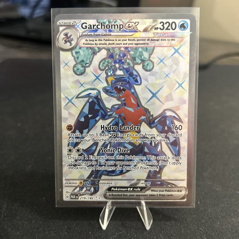 Pokémon Garchomp ex Ultra Rare Holo 219/182 SV04: Paradox Rift 320HP 160Atk
