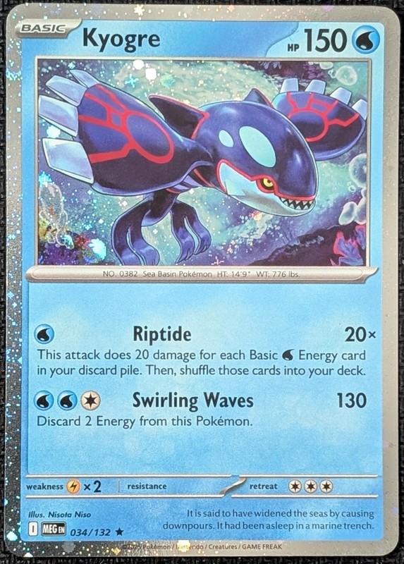 Kyogre 034/132 Cosmos Holo Rare ME01 Mega Evolution Pokémon NM