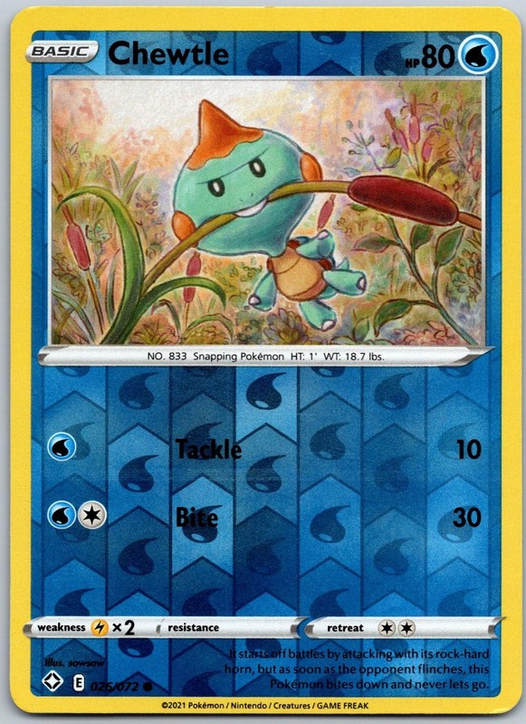 Chewtle 026/072 Reverse Holo Common Shining Fates NM