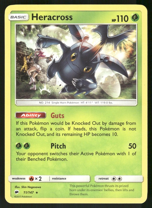 Heracross Rare SM – Burning Shadows 11/147 NM