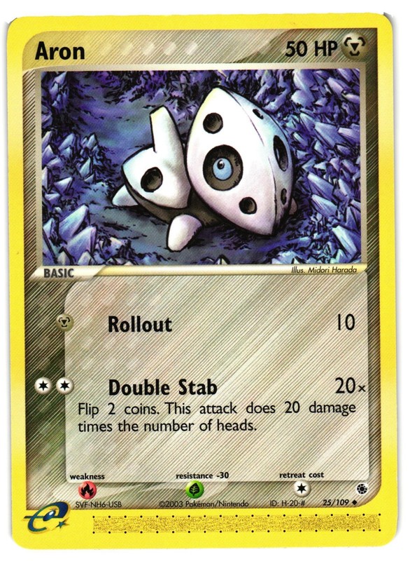 Pokemon TCG Aron 25/109 Uncommon Ruby & Sapphire LP