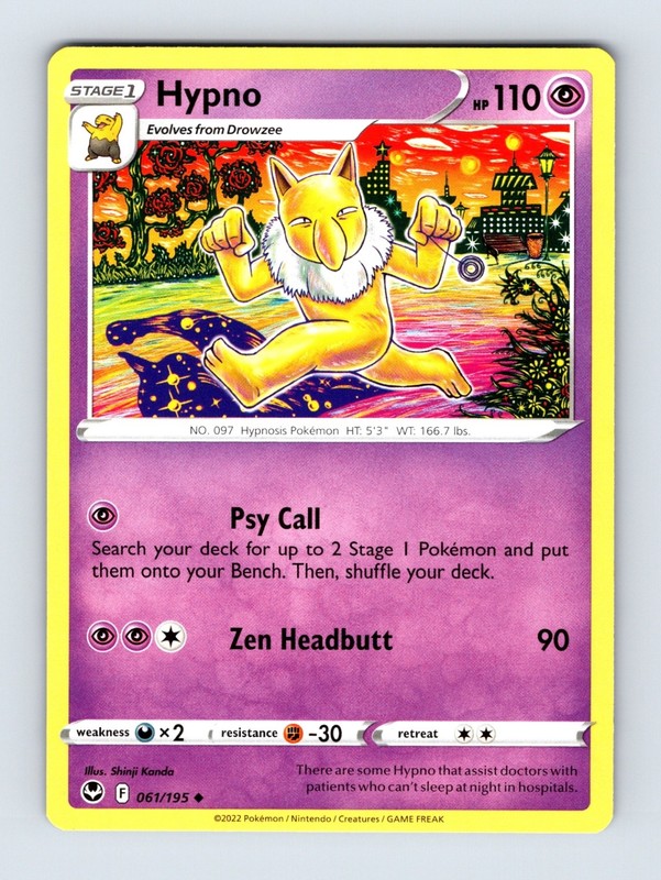 Hypno – Silver Tempest 061/195 – Uncommon – NM – Pokémon