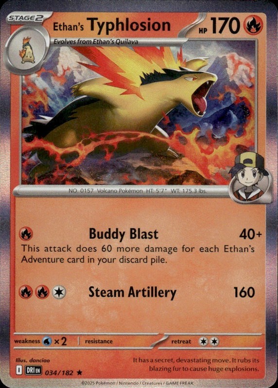ETHAN’S TYPHLOSION 034/182 DESTINED RIVALS R POKEMON HOLO DANCIAO