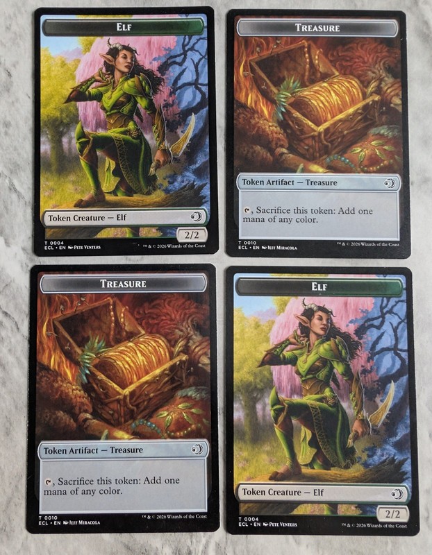 Elf \ Treasure Token (PLAYSET X4) MTG ECL | 2/2 Elf | 1/1 Kithkin | DFC | NEW