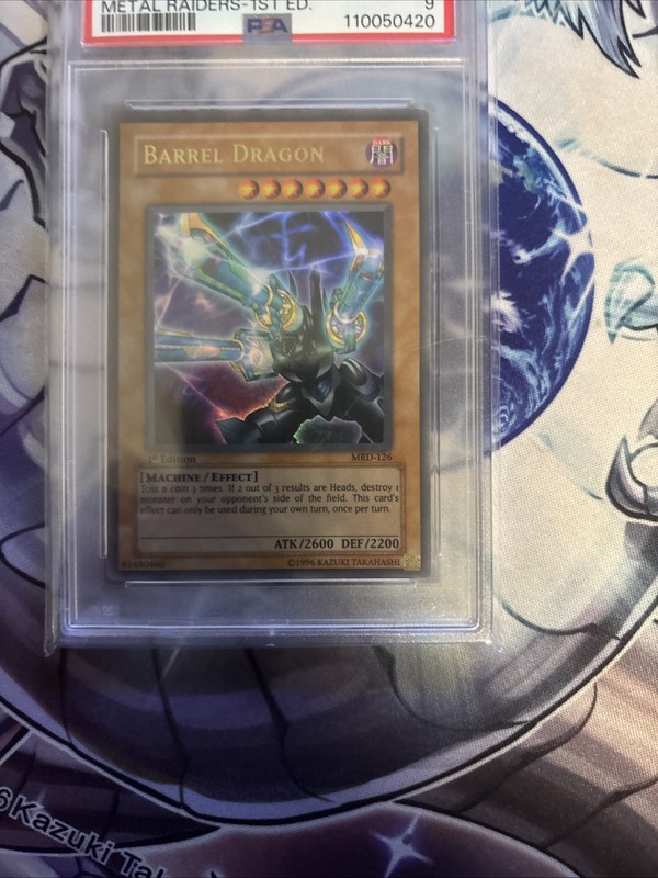 YUGIOH PSA 9 2002 Barrel Dragon MRD-126 Ultra Rare 1st Edition gallery