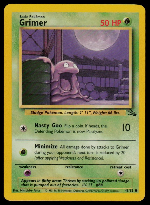 Grimer 48/62 Fossil Pokemon TCG LP
