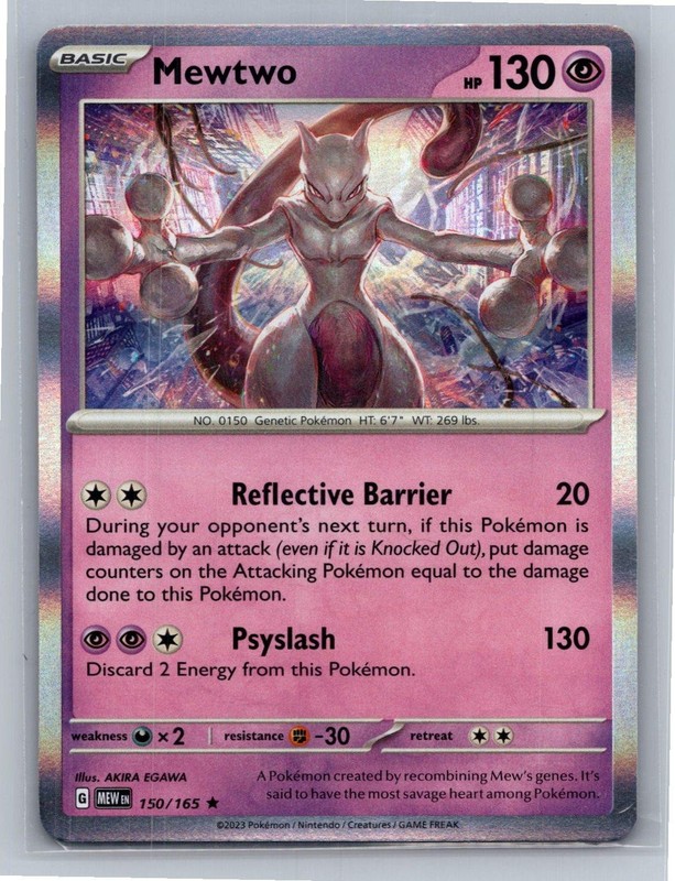 Mewtwo 150/165 Rare 151 Pokemon Holo Near Mint