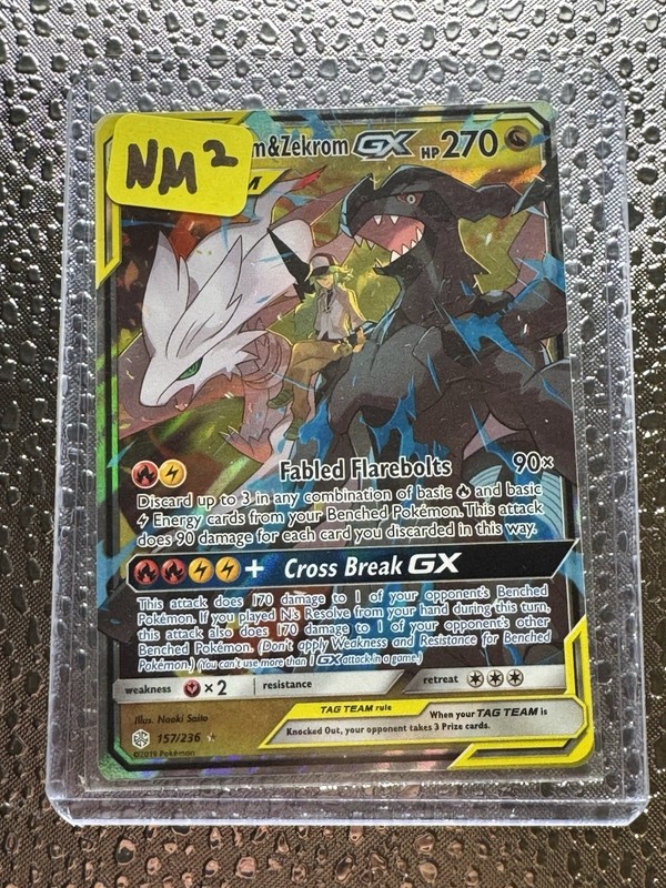Pokemon Card Reshiram & Zekrom GX 157/236 Tag Team Cosmic Eclipse Ultra Rare gallery