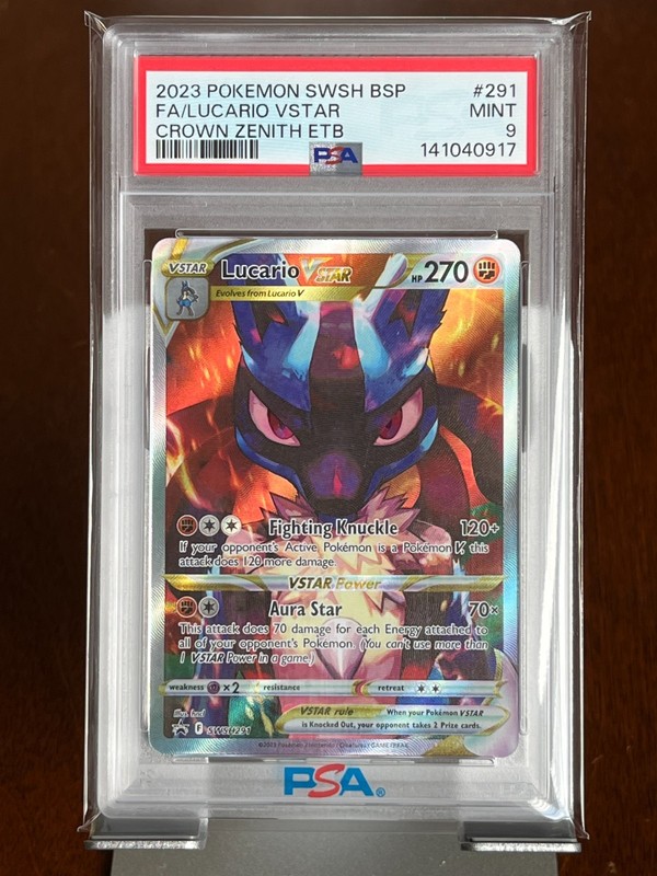 Pokemon Lucario VSTAR 291 Black Star Promo Crown Zenith ETB PSA 9