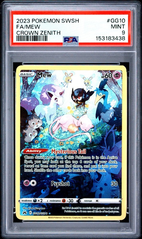 PSA 9 Mew GG10/GG70 Crown Zenith Full Art Holo Pokemon Card – Mint
