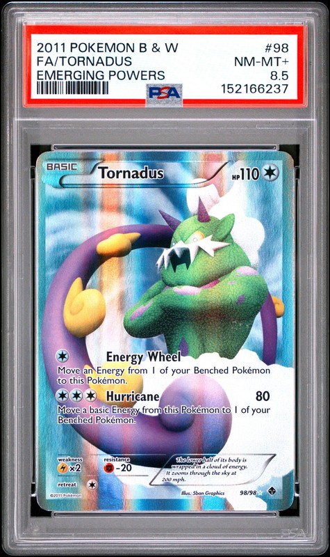 2011 POKEMON BLACK & WHITE EMERGING POWERS #98 FULL ART/TORNADUS PSA 8.5