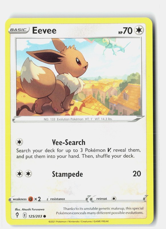 Eevee Common Normal SWSH07: Evolving Skies 125/203 NM Atsushi Furusawa