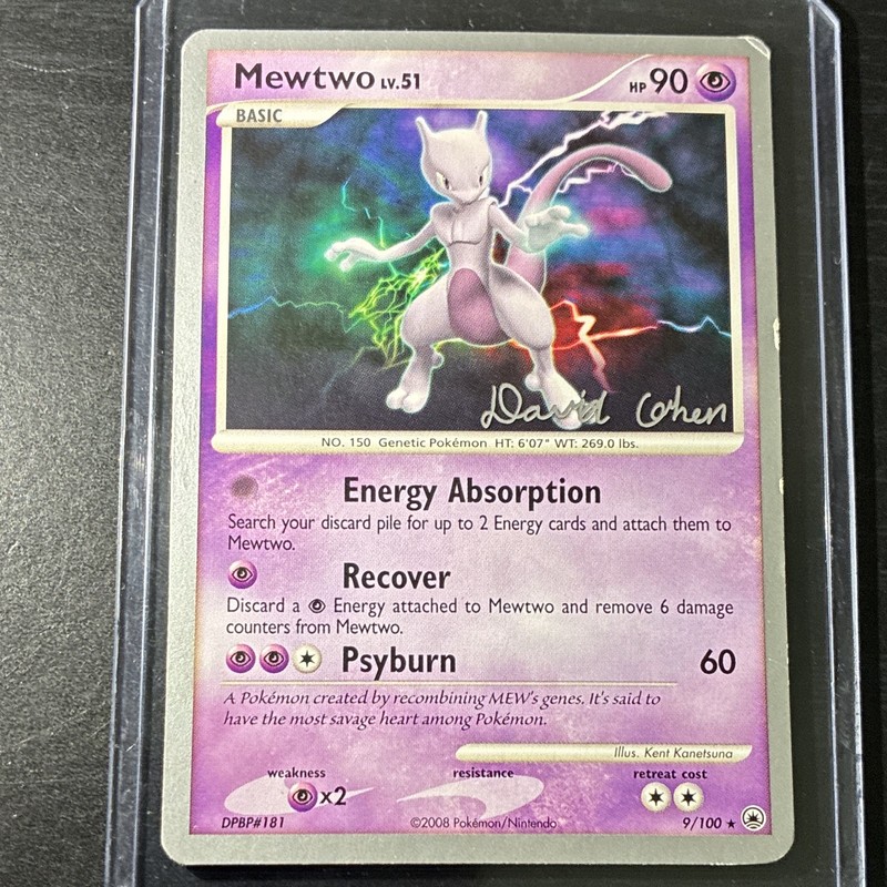 Pokémon TCG Mewtwo Lv.51 9/100 Holo 90 HP World Champs 2009 Signed