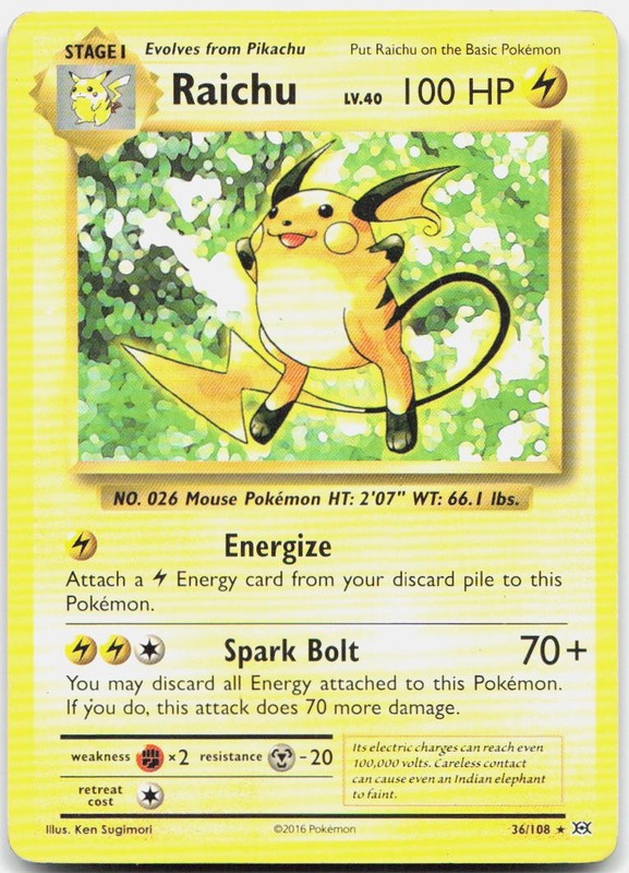 Raichu (XY Evolutions) 36/108 Rare Deck Exclusives Pokemon LP