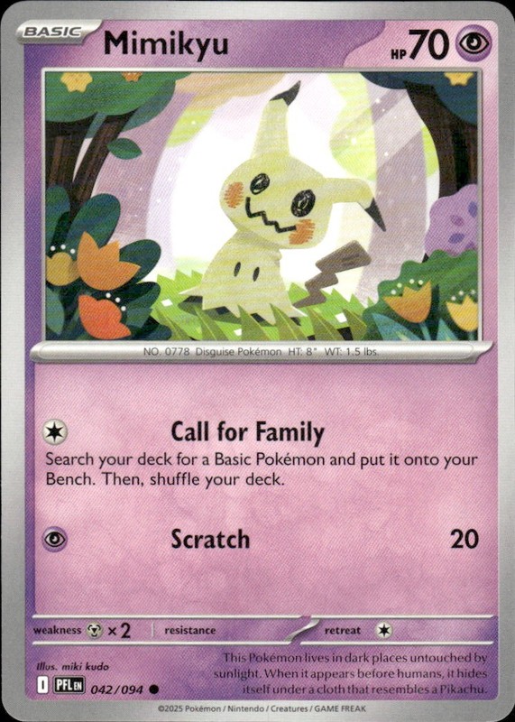 Mimikyu 042/094 Common Phantasmal Flames Pokemon Near Mint