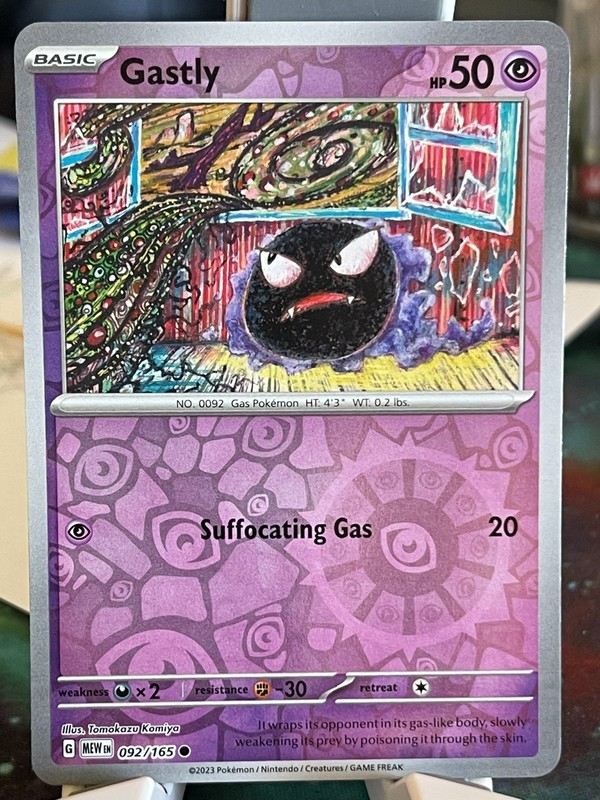 POKEMON GASTLY 092/165 COMMON REVERSE HOLOFOIL SCARLET & VIOLET 151 NM CARD