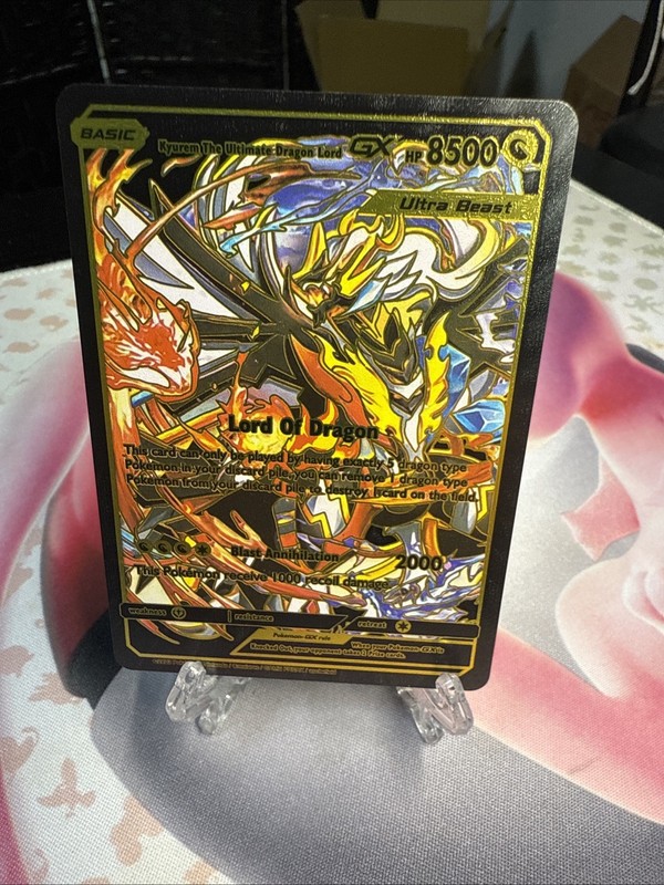 Kyurem The Ultimate Dragon Lord Gx 8500hp Black Foil Fan Art Display Card💥💥💥