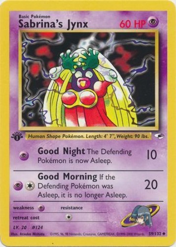 Pokemon Card – Gym Heroes 59/132 – SABRINA’S JYNX (unc) **1st Edition** – NM