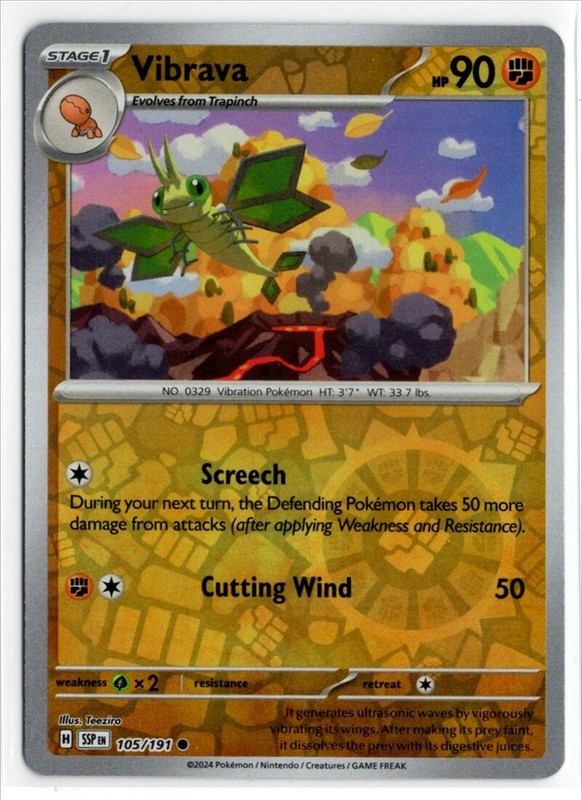 Pokemon Surging Sparks Reverse Holo 105/191 Vibrava