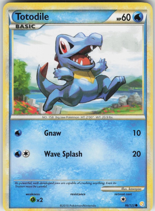 Pokemon Totodile 86/123 HeartGold SoulSilver Common NM