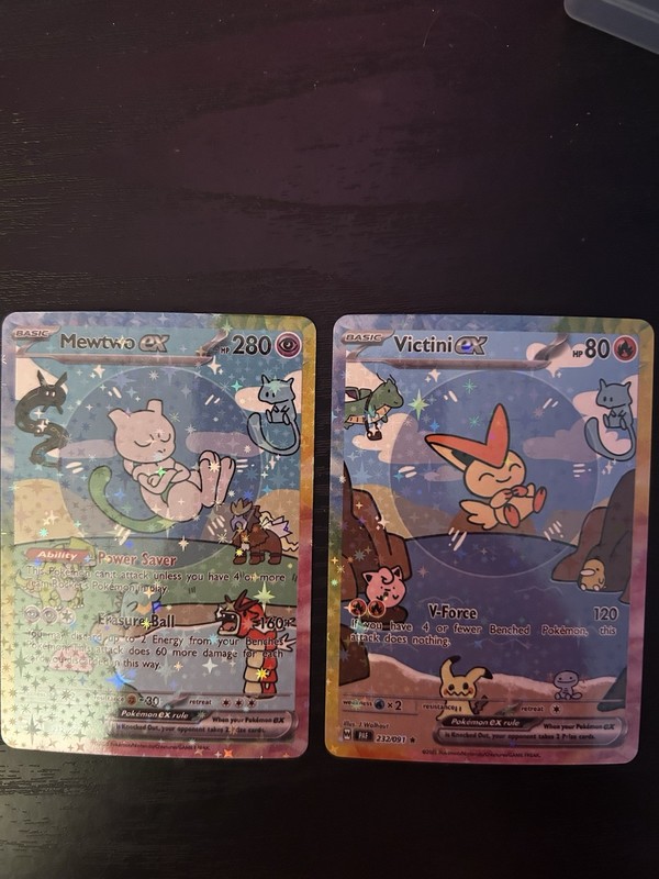 Shiny Mewtwo & Victini Pokemon Card Display Art Card