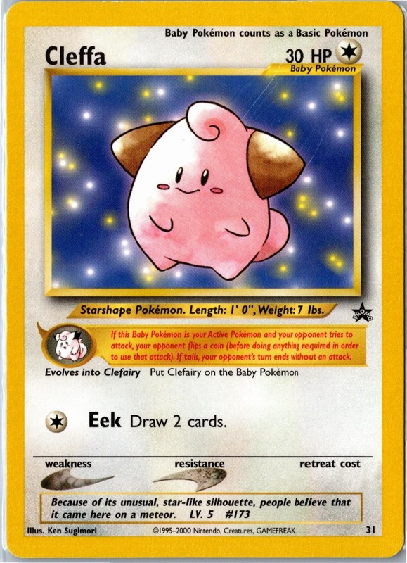 Pokemon Card – Cleffa Wizards Black Star Promos 31 1999 Promo Moderately Played