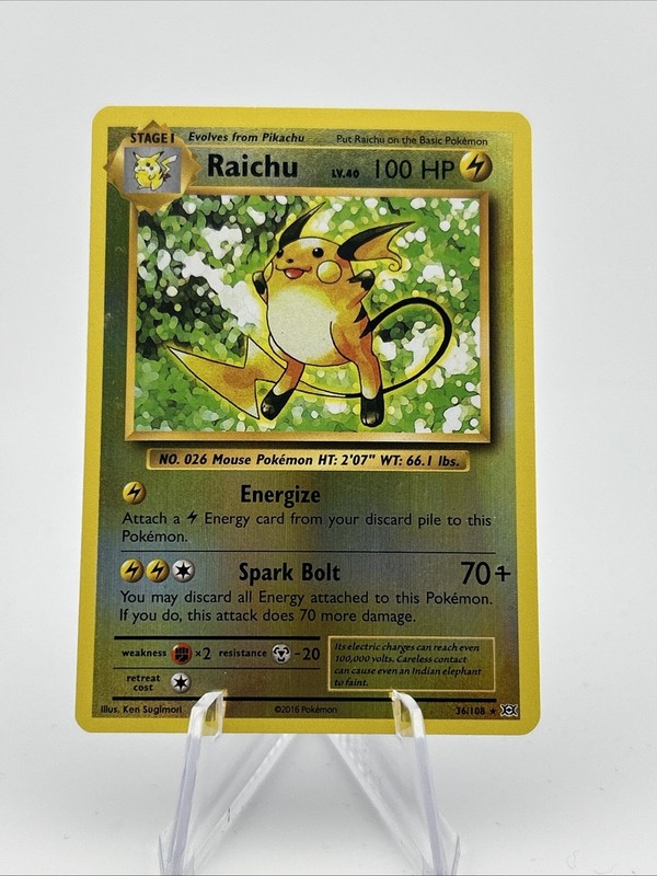 2016 Pokemon XY Evolutions 36/108 Raichu Reverse HOLO Foil NM MINT Pokémon Card