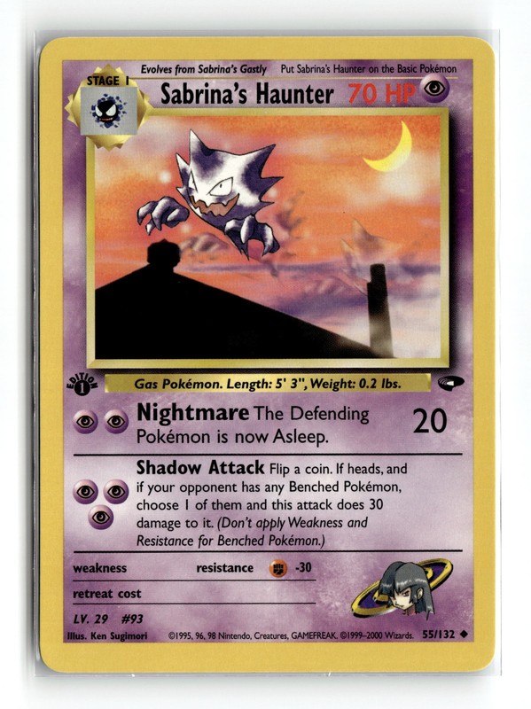 Sabrina’s Haunter 055/132 Uncommon Gym Challenge 1st Edition Pokemon NM