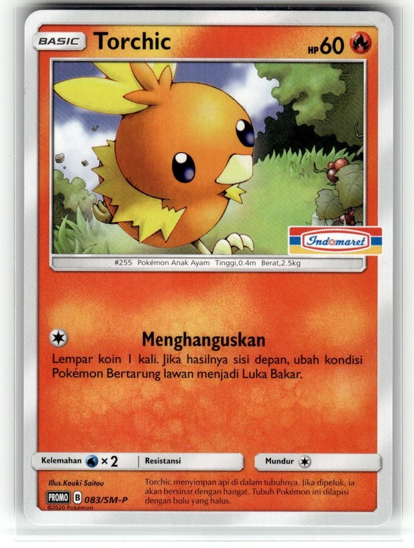 Pokemon 2020 Indonesia Torchic Promo Card 083/SM-P Stamped Indomaret
