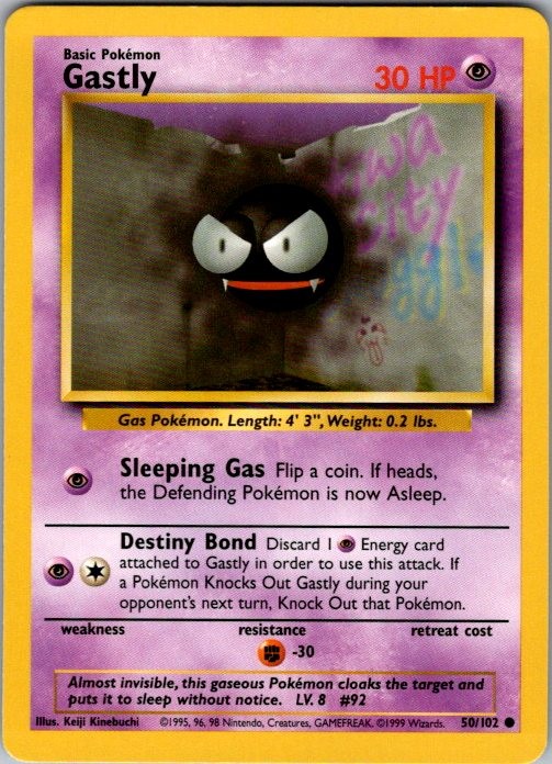 Gastly Unlimited Common Base Set (Shadowless) 050/102 MP