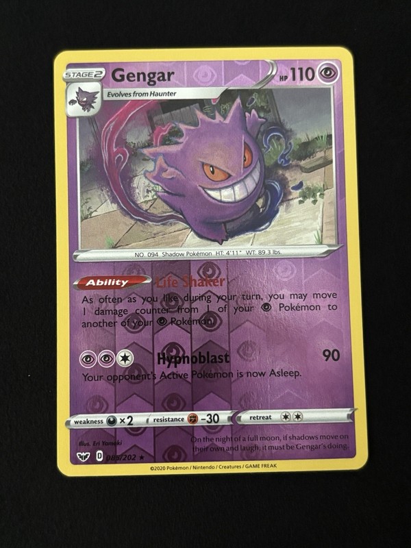 Gengar 085/202 Swsh01: Sword & Shield Reverse Holo Pokemon TCG – NM